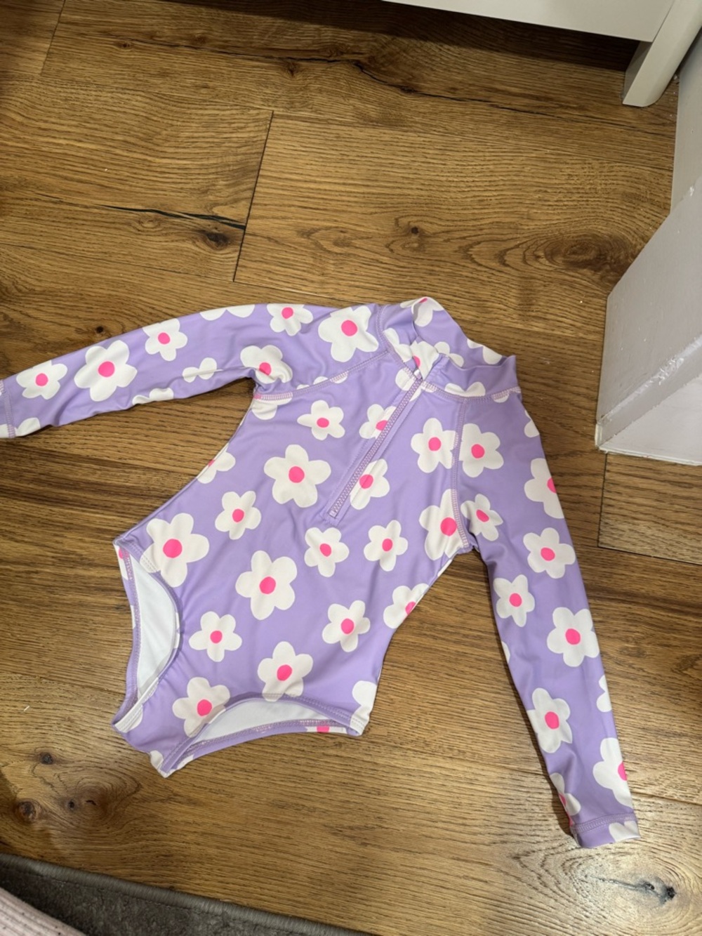 Cotton On Lavender Floral Long-Sleeve Swim Rashguard kids 2T